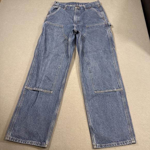 PANTS DOUBLE KNEE Carhartt B01 BLK Work Mens 32x32 Distressed MADE USA UNION